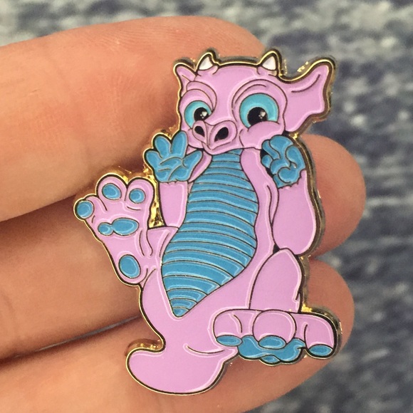Pink and blue dragon 1.5 inch soft enamel pin - Picture 1 of 3